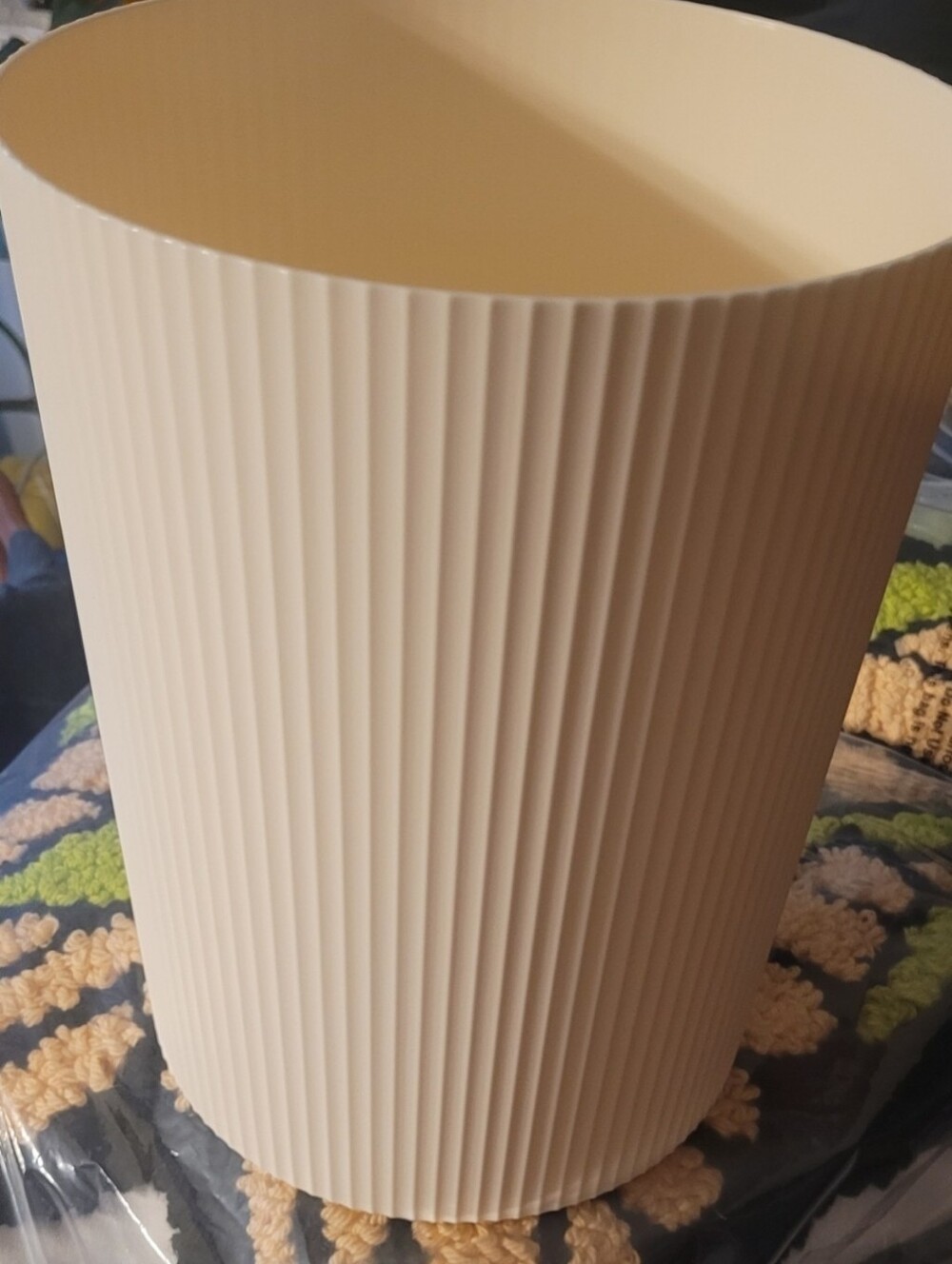 New in box! Set of 3 Room Essentials Cream Ribbed Decorative Waste Baskets